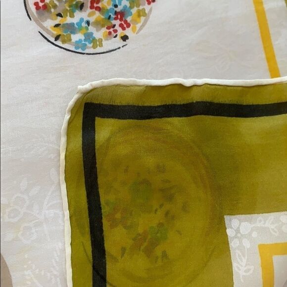 Vintage mid century flowered hat design scarf - Picture 3 of 8